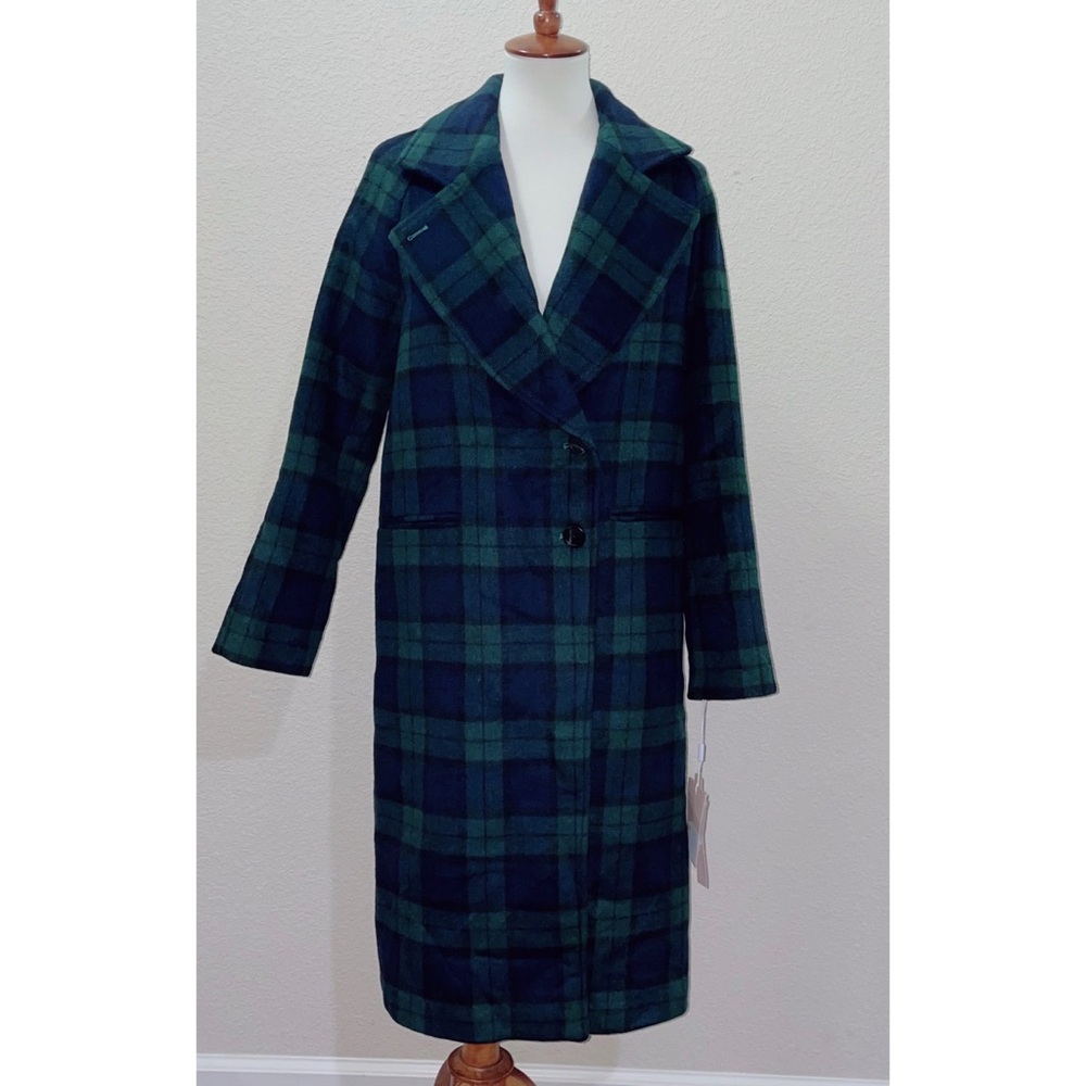 - NWT Avec Les Filles Double Face Plaid Wool Coat